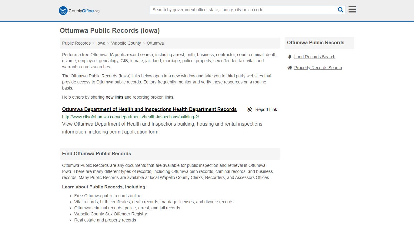 Ottumwa Public Records (Iowa) - County Office